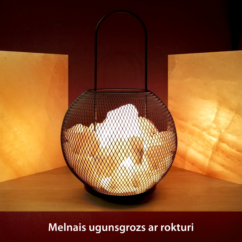 Salt lamp Black fire basket with handle