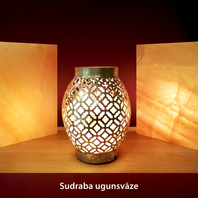 Salt lamp Silver fire vase