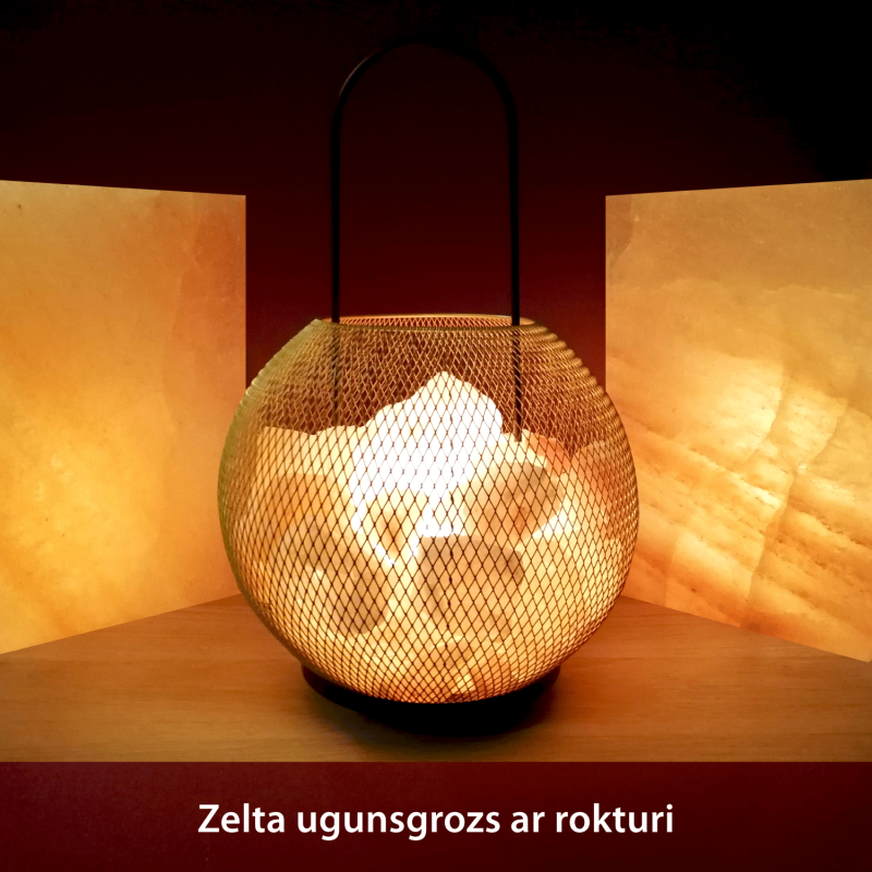 Salt lamp Golden fire basket with handle